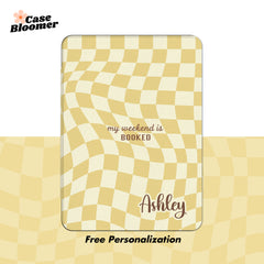 My Weekend is Booked Yellow Checkerboard Kindle Case, Kobo Case, Free Personalization
