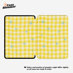 Yellow Checkerboard Kindle Case, Kobo Case, Free Personalization