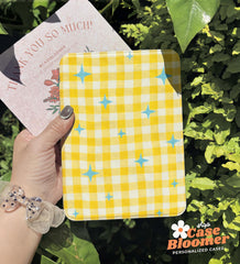 Yellow Checkerboard Kindle Case, Kobo Case, Free Personalization