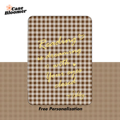 Brown Gingham Checker Kindle Case, Kobo Case, Free Personalization