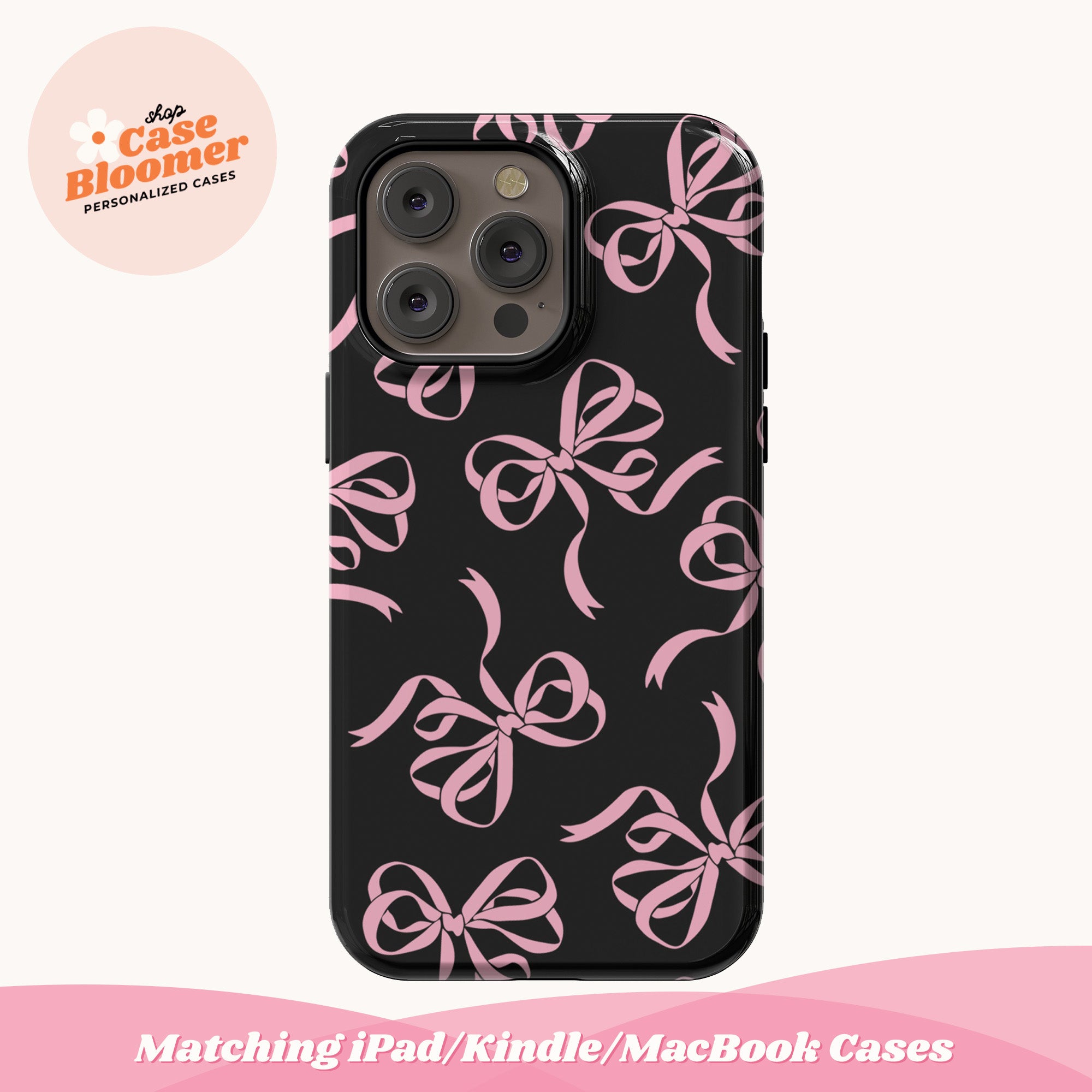 Black&Pink Ribbon Cute Coquette Phone Case Magsafe Black&Pink Ribbon Cute Coquette Phone Case Magsafe