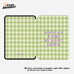 Custom Green Groovy Checker Kindle Case, Kobo Case, Free Personalization