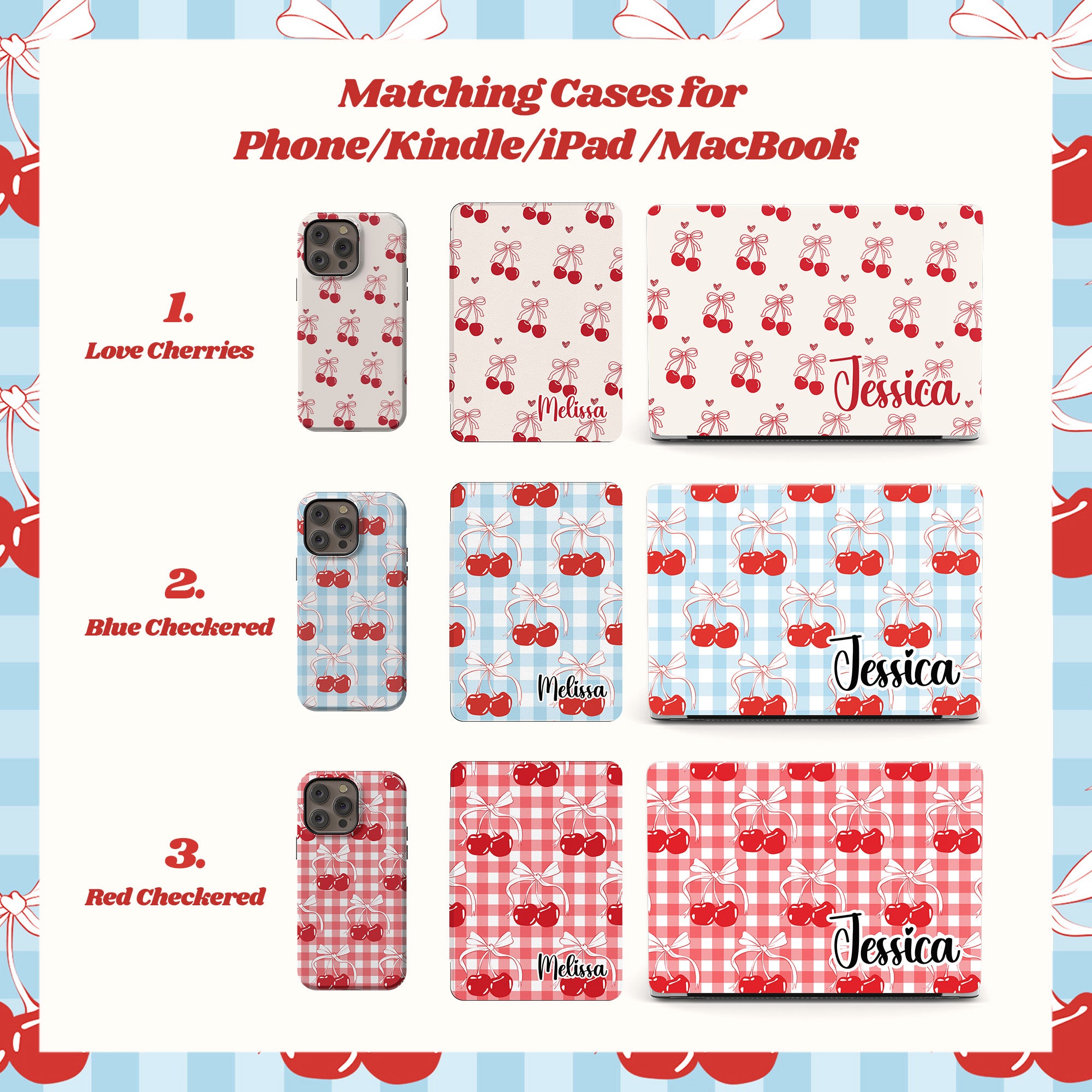 Cute Cherries Checkerboard Phone case cover, Cherry Pattern, Summer Vibe phone case, phone cover, iPhone 16 cases, iPhone 15 Pro Max cases, iPhone 14 cases, iPhone 13 Pro Max cases, iPhone 12 case, iPhone 11 case, iPhone XS Max, Samsung Galaxy S24 Ultra cases, Samsung Galaxy S23, Galaxy S22 Plus, MagSafe phone case, Personalized Gift, Birthday Gift